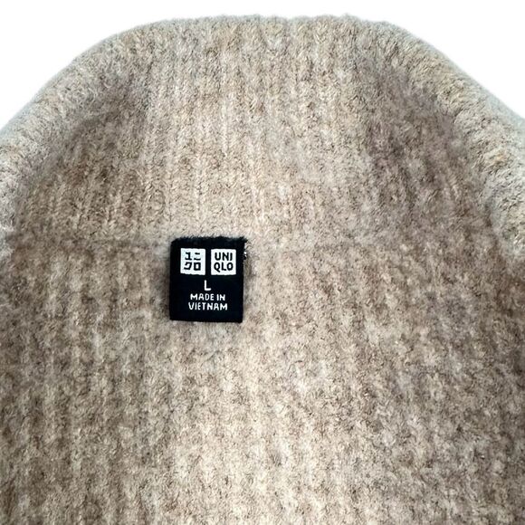UNIQLO Souffle Yarn Mock Neck Long-Sleeve Sweater Natural Brown Mens Large - Picture 3 of 4